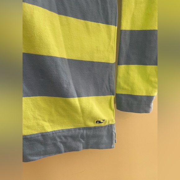 Vineyard Vines Blue and Green Striped Long Sleeve Tee Short with Hood - Picture 2 of 5